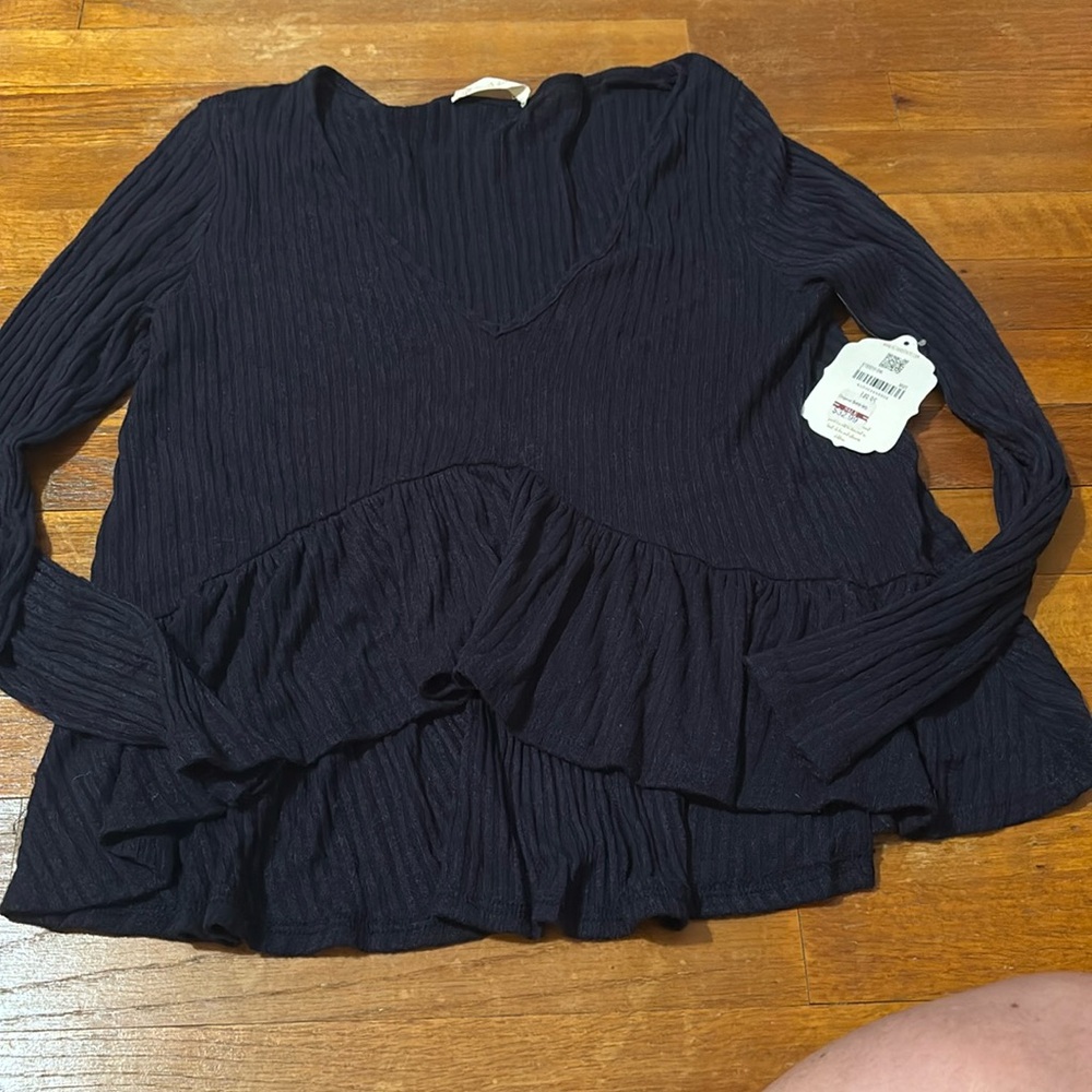 Altar'd State Women's Blue Peplum Blouse Sweater Size Small